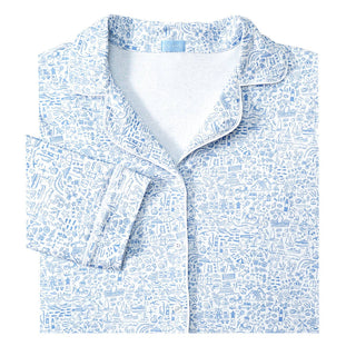 Cape Cod Seaside Pima Cotton Long Pajama Set – Luxury Coastal Sleepwear