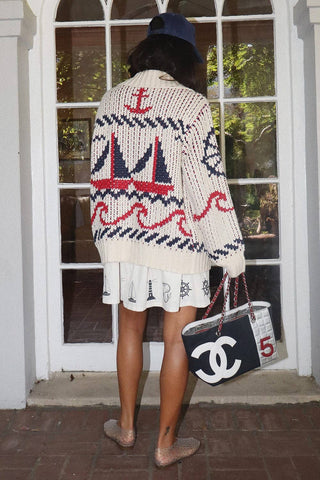 The Harbor View Sailboat Chunky Knit Cardigan