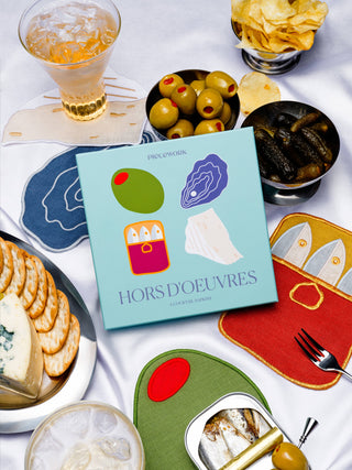 Piecework Linen Hors D’Oeuvres Embroidered Cocktail Napkins - Set of 4