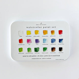 Emily Lex Essential Watercolor Travel Set – 18 Premium Colors & Brush