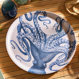 Caskata Lucy Octopus 15.7” Round Handcrafted Birchwood Serving Tray