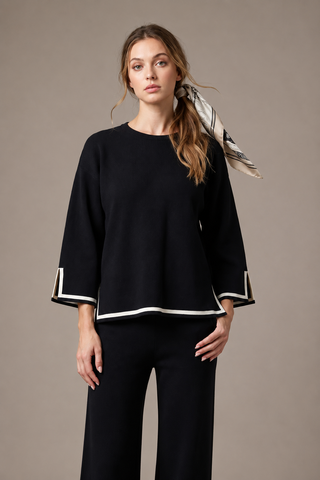 SW6893 Knit Top with Contrast Trim Sleeves