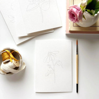 Emily Lex Garden Flowers Paintable Watercolor Notecard Set — DIY Floral Stationery Kit