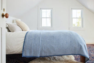 Chappywrap Harborview Herringbone Blanket - Cornflower Blue (60” x 80”)