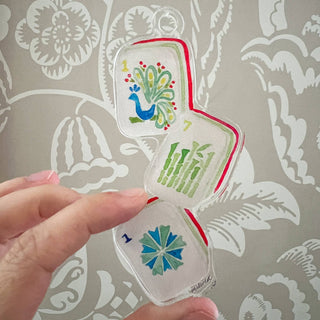 Merry Mahjong Hand-Painted Watercolor Acrylic Ornament - Game Lover Gift