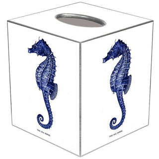 Hand-Painted Sea Horse Decoupage Tissue Box Cover – Coastal Artisan Decor