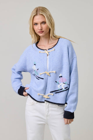Alpine Ski Toggle Cardigan Blue