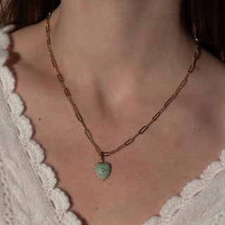 Isabel Amazonite Heart Necklace: 14k Gold Plated Elongated Chain By Thatch Jewelry