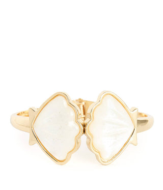 Seashell Dreams: Gold Scallop Shell Acrylic Cuff Bracelet