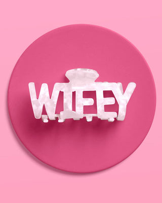 Glossy "Wifey" Bridal Claw Clip – Chic White Wedding Hair Accessory