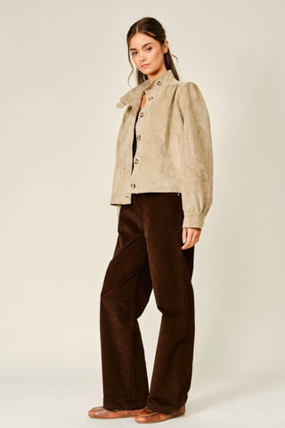 Elena Vintage Stretch Suede Turtleneck Jacket