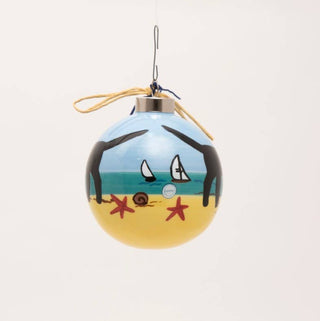 Black Dog on Beach Ornament