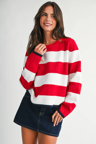 Coastal Navy Stripe Crewneck – Effortless Nautical Knit