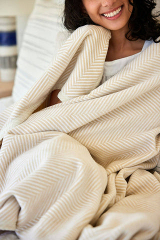 Harborview Herringbone Cream Blanket - Chappy Wrap