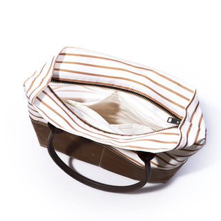 Chebeague Stripe Handbag – Recycled Sail Cloth & Waxed Canvas Tote