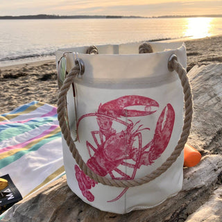 Sea Bags Pink Lobster Recycled Sail Cloth Beachcomber Bucket