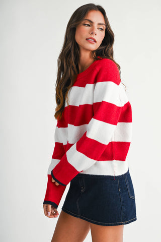 Coastal Navy Stripe Crewneck – Effortless Nautical Knit