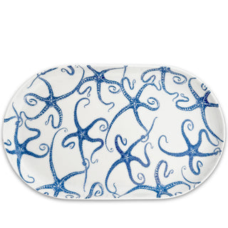Caskata Starfish Large Porcelain Oval Platter | 16" Coastal Serving Tray
