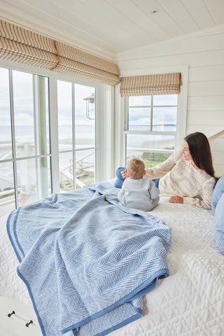 Chappywrap Harborview Herringbone Blanket - Cornflower Blue (60” x 80”)