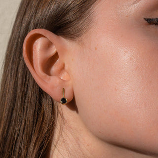Noemi Black CZ Minimalist Drop Studs | 14k Gold Plated