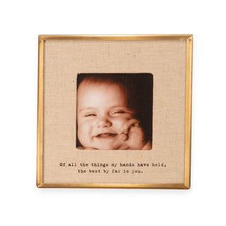 "Of All The Things" Heirloom Brass & Linen Quote Frame – 3.5"x3.5"
