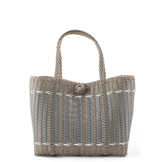Guadalupe Small Woven Tote – Versatile Putty & Silver Everyday Handbag
