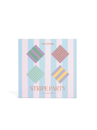 Piecework Stripe Linen Cocktail Napkins – Set of 4 Designer Hostess Gift
