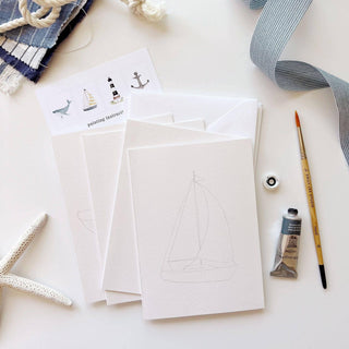 Emily Lex Seaside Paintable Watercolor Notecard Set – 8-Piece DIY Coastal Stationery Kit