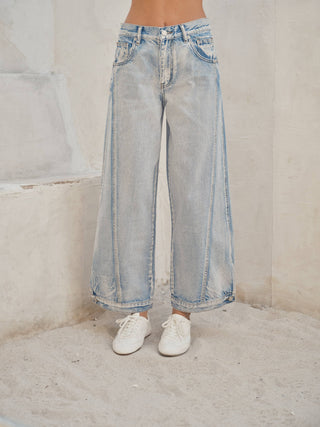 Aaron & Amber Arch Curve: Architectural Vintage Wide-Leg Jeans