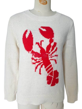 Marine lobster jacquard knit sweater fall winter pullover