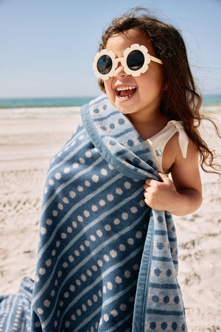 ChappyWrap Beach Pebble Cornflower Blue Cotton Blend Throw Blanket - 60”x80” Reversible