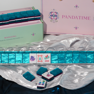 Jade Bloom Sapphire Blue Mahjong Set - Luxury Acrylic Collection