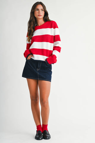 Coastal Navy Stripe Crewneck – Effortless Nautical Knit