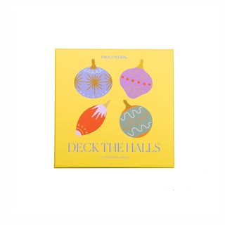 Piecework Deck the Halls Linen Cocktail Napkins - Retro Christmas Set of 4