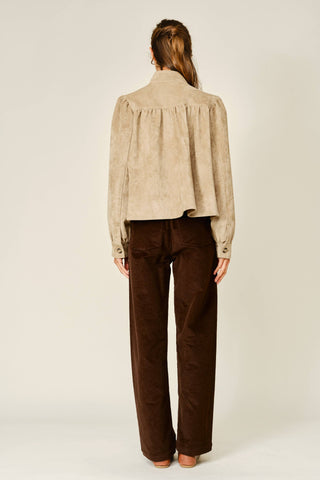 Elena Vintage Stretch Suede Turtleneck Jacket