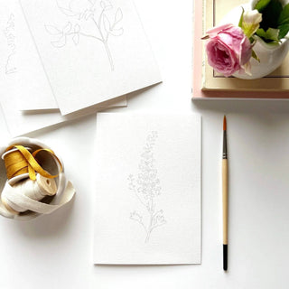 Emily Lex Garden Flowers Paintable Watercolor Notecard Set — DIY Floral Stationery Kit