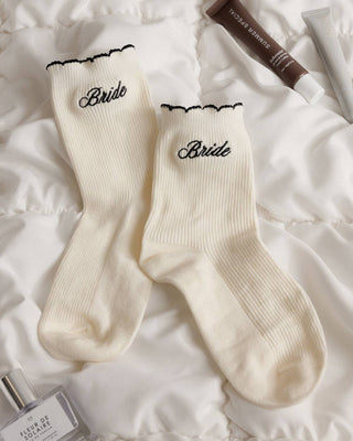 Bride Ruffle Socks | Embroidered Wedding & Bachelorette Gift