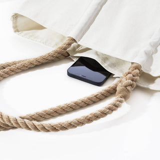 Sea Bags Recycled Sail Cloth Large Tote - Navy Anchor & Hemp Rope Handles