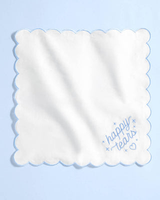Embroidered Happy Tears Wedding Handkerchief – Something Blue Bridal Keepsake