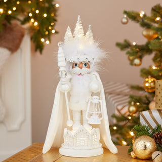 White Winter LED Hat Nutcracker in color gift box