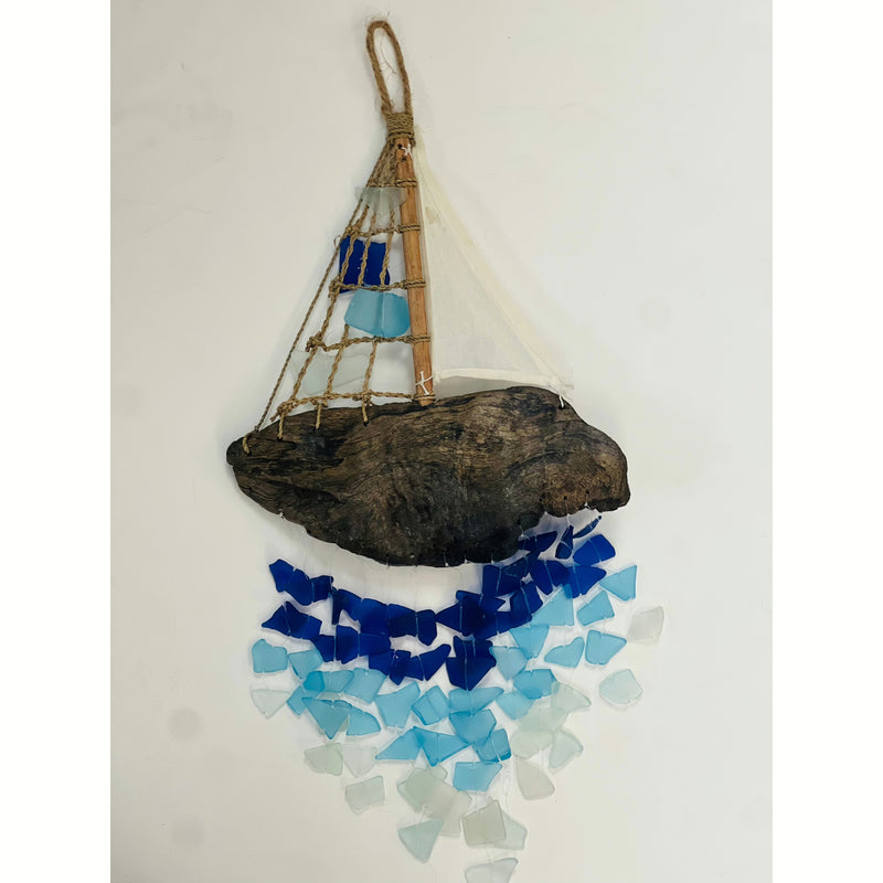 Sailboat and Sea Glass Wind Chime
