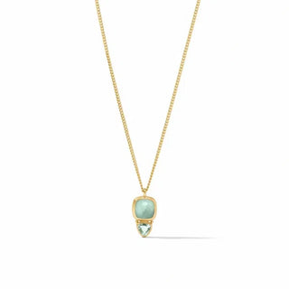 Julie Vos Aquitaine Duo Delicate Necklace, Iridescent Aquamarine Blue