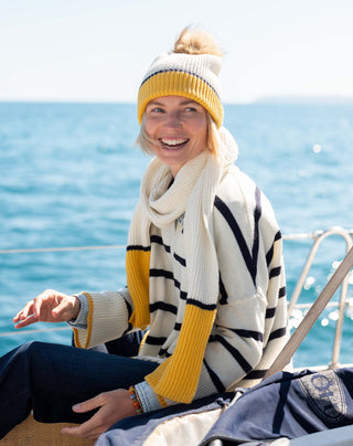 Montauk Colorblock Scarf in Cream/Golden