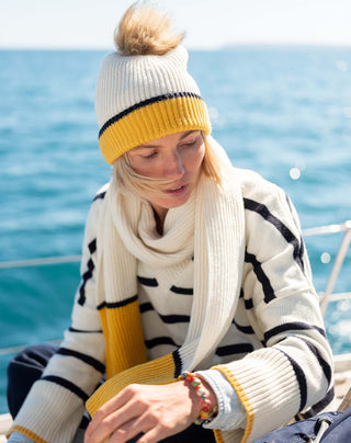 Montauk Colorblock Scarf in Cream/Golden