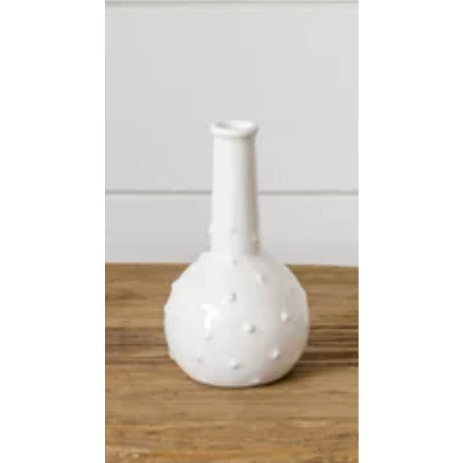 White Hobnail Vases