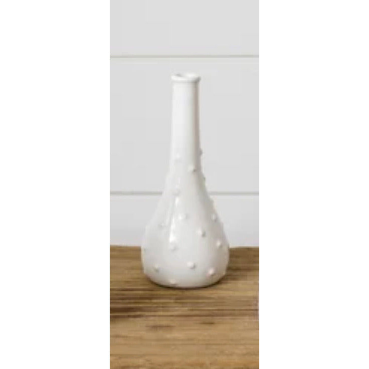 White Hobnail Vases