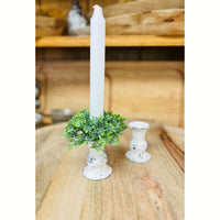 Distressed White Candle Stick Holder