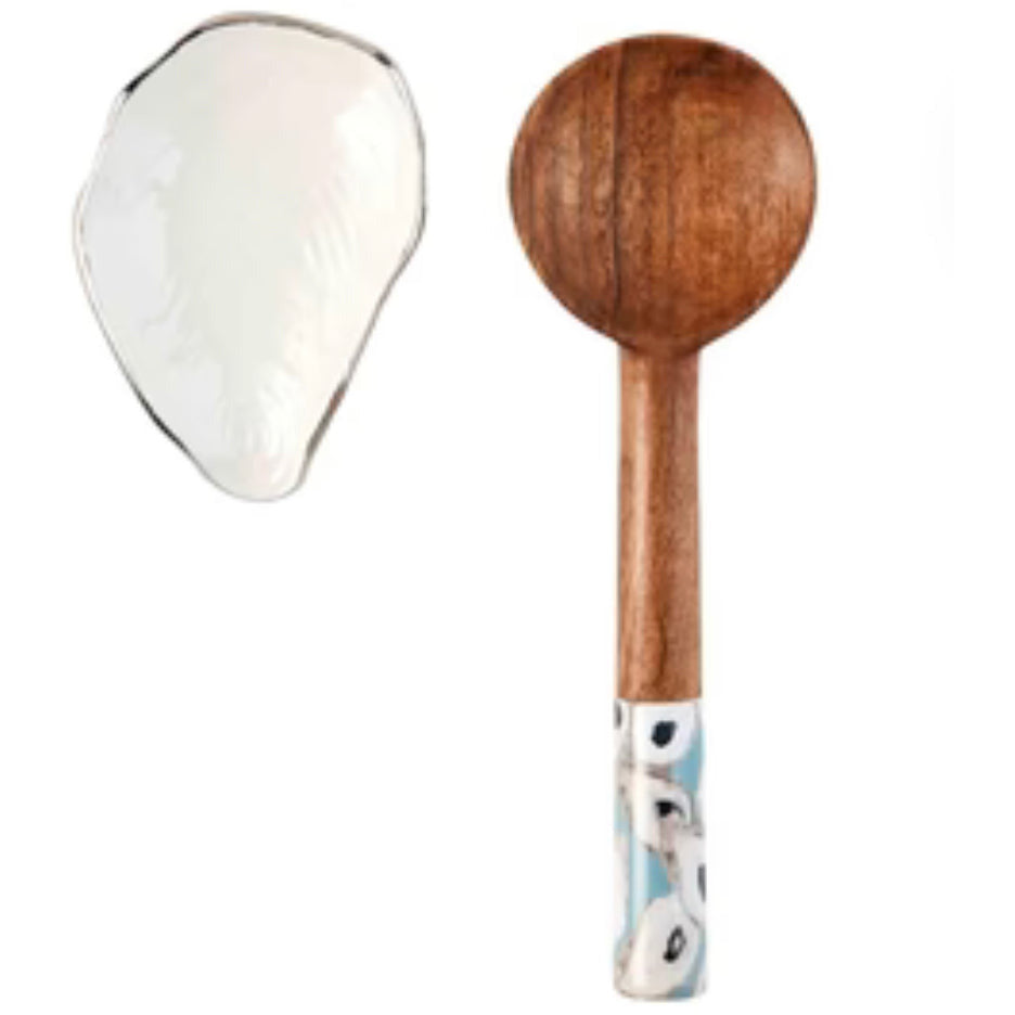 Oyster Spoon and Spoon Rest